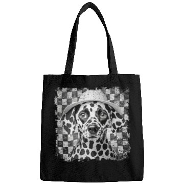 Discover funny Dalmatian with hat Bags