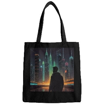Discover Neon Horizon: A Futuristic Cityscape Bags