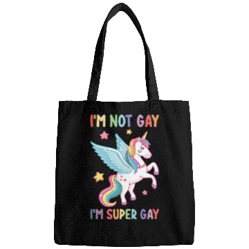 Discover I'm Not Gay I'm Super Gay Pride LGBT Unicorn Bags