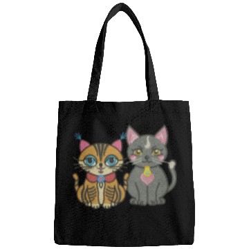 Discover Cute catty couple embroidery design. Bags