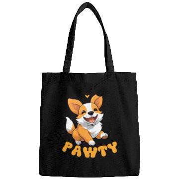 Discover LET'S PAWTY Cute Happy Corgi Dog Bags