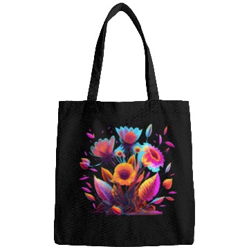 Discover Cyberpunk Neon Glow FlowersDesign Bags