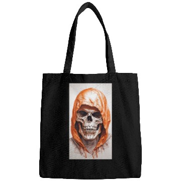 Discover Default A skull in an orange hoodi ultra realistic Bags