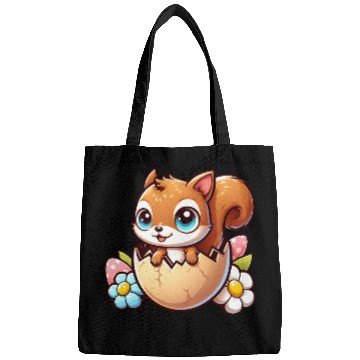 Discover Cute Squirrel with Easter Egg Comic Design Bags