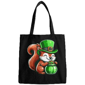 Discover St. Patrick's Day Cute Squirrel Comic Design Bags