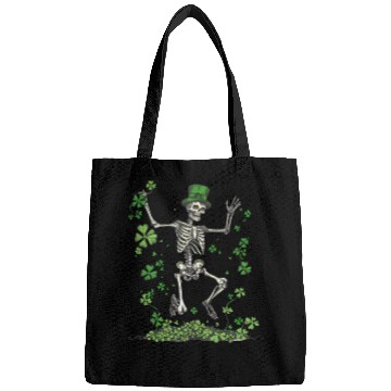 Discover St Patricks Skeleton Dancing With Shamrocks Bags