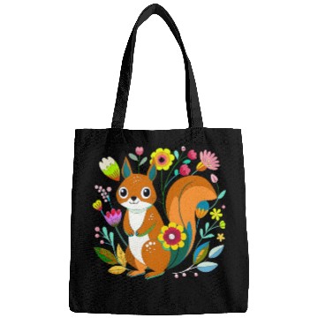 Discover A sweet squirrel in the flowers Bags