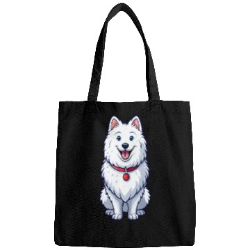 Discover Happy Grinning Samoyed Bags