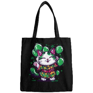 Discover Kawaii St Patricks Day Cat With Balloons Bags