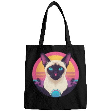 Discover Synthwave Siamese Cat Bags