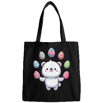 Discover Cartoon Polar Bear Easter Egg Design Bags