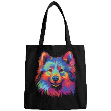Discover Watercolor Colorful Finnish Lapphund Bags