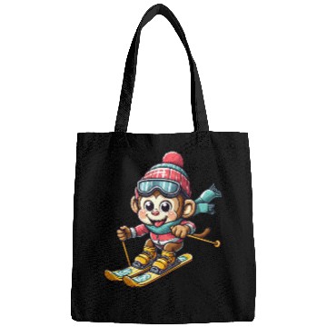 Discover Monkey Chimpanzee Skier Winter Vacation Design Bags