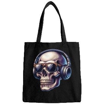 Discover skull wearing headphone Bags