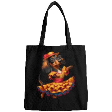 Discover Dachshund dancing flamenco, animal dance Bags