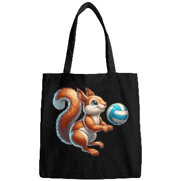 Discover Volleyball Player Squirrel Fun Animal Lover Bags