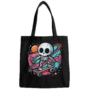 Discover SKELETON SKATEBOARDING ON SPACE Bags