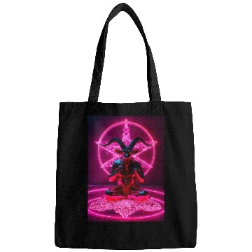 Discover Baphomet made of diamonds and glitter neon light Bags