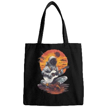 Discover Astronaut Guitar Player Space Music Lover Bags