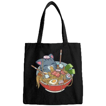 Discover cat eating ramen Bags