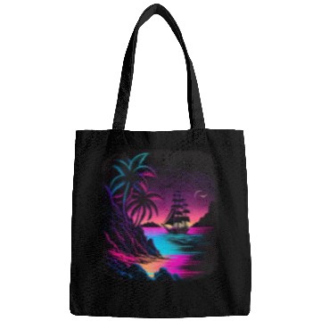 Discover Retro Sunset Sailboat Tropical Beach For a Bags