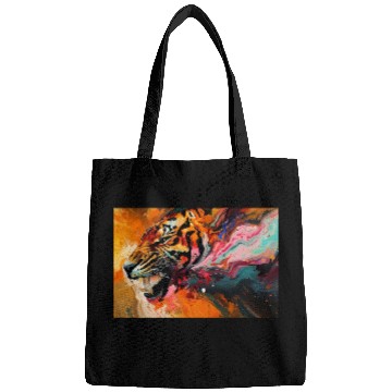 Discover Tiger On Abstract Colorful Background Wall Art Bags