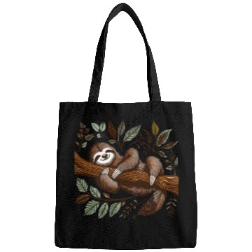 Discover A sloth is sleeping on a tree branch Bags .