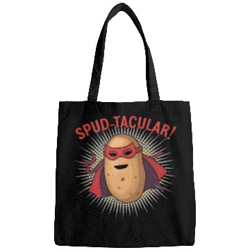 Discover Superhero Potato Saying "Spud-tacular!" Design Art Bags