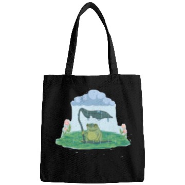 Discover Frog on a rainy day Bags