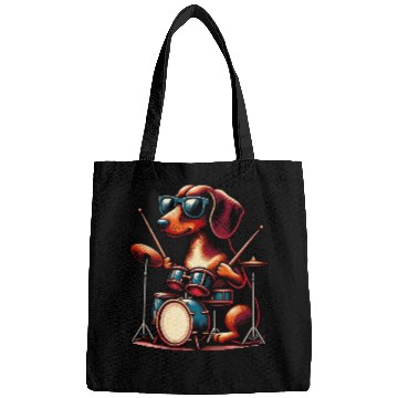 Discover Dachshund Drummer Wiener Dog Design Bags