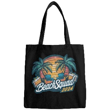 Discover Beach Squad 2024 Tropical Sunset and Palm Trees Bags