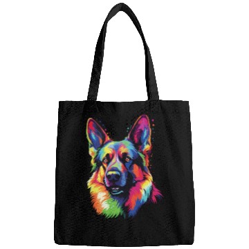 Discover Watercolor Colorful German Shepherd Bags
