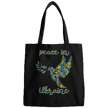 Discover Dove of peace in Ukraine drawing in national color Bags