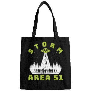 Discover Alien Hunter Storm Area 51 Meme Bags