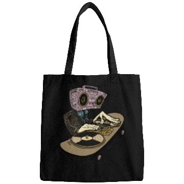 Discover two turntables and a skateboard Bags