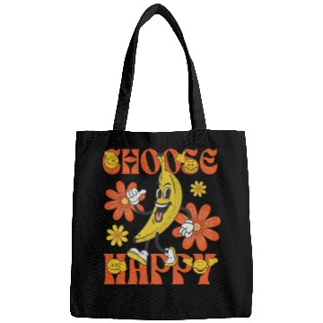 Discover Choose Happy Retro Banana Mascot Bags