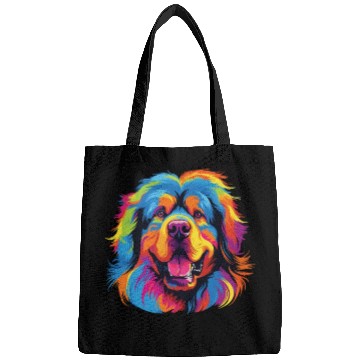 Discover Watercolor Colorful Tibetan Mastiff Bags