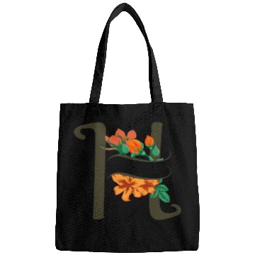 Discover Capital letter H monogram with roses and lily Bags