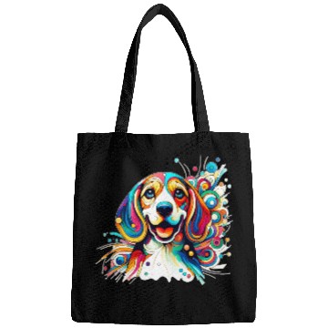 Discover Сheerful abstract beagle Bags