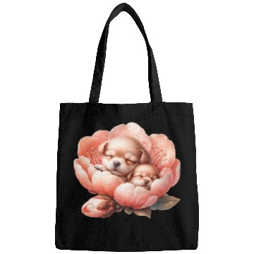 Discover Puppies Sleeping In Flower Bags
