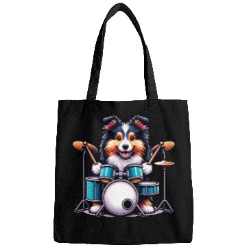 Discover Cool Sheltie Puppy Drummer Design Bags