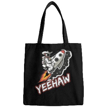 Discover Space Cowboy Riding a Rocket with Yeehaw Slogan Bags