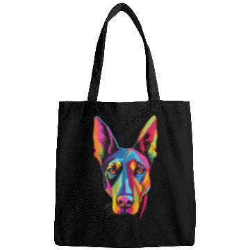 Discover Watercolor Colorful Doberman Pinscher Bags