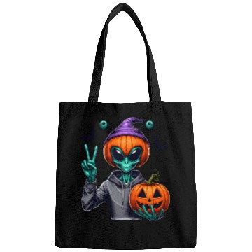 Discover Peaceful alien with Halloween pumpkin Bags