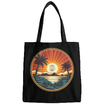 Discover Retro Beach Sunset Funny Crypto Blockchain Bags