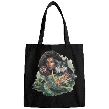 Discover Wildlife Tribal Wolf Owl Turtle Woman for a Bags