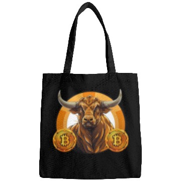 Discover Retro Crypto Currency Bull Bitcoin Blockchain Bags