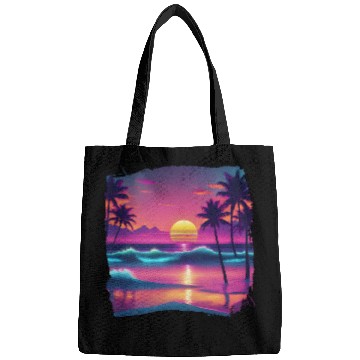 Discover 80s AI Airbrushed Beach Scene -Kids Bags