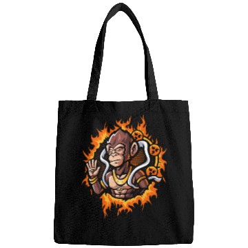 Discover Goddes Ape With Halftone Fire Background Bags