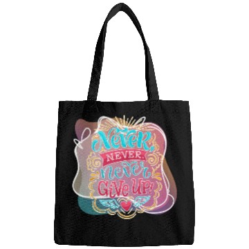 Discover Abstract Quote Never Give Up Text Style Colorful Bags